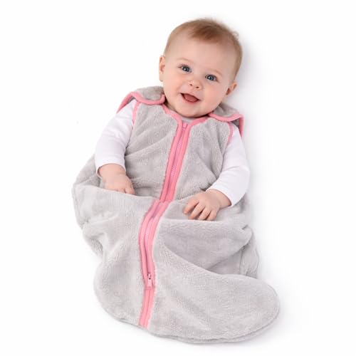 Image of Baby Deedee Sleep Nest Teddy - Sherpa Sleep Sack 2.5 TOG 18-36M Bubble Gum | Patented shoulder snaps and full-length zipper support easy dressing and diaper changes for cooler routines