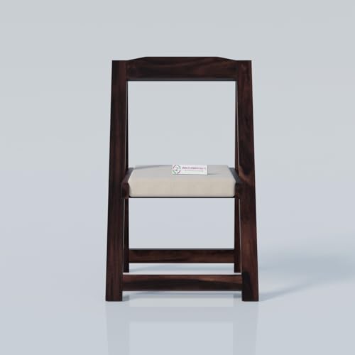 Image of Jangid Handicraft Sheesham Wood Folding Chair with Cushion for Living Room | Wooden Contemporary Foldable Resting Adults Chair with Cushion for Balcony & Hall | Walnut Finish