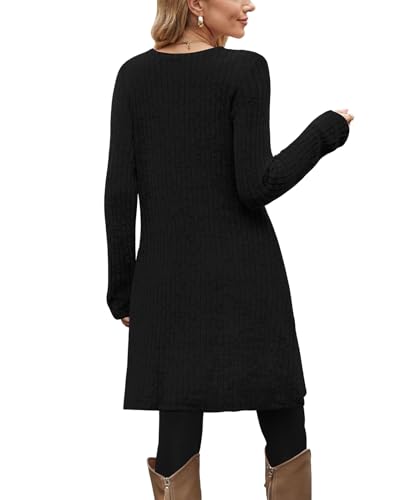 Image of OFEEFAN Long Sleeve Dress for Women Crew Neck Fall and Winter Tunic Dress with Pockets