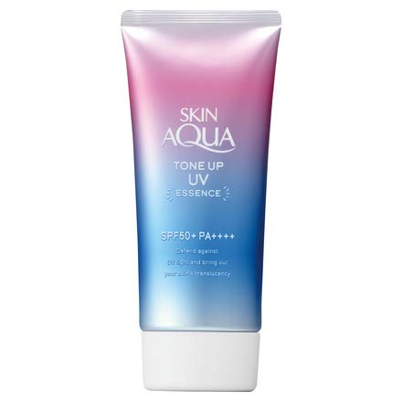 SKIN AQUA Sunscreen Tone Up UV Essence Lavender color 50ml [SPF50+, PA++++] with Original Black Dental Floss Set