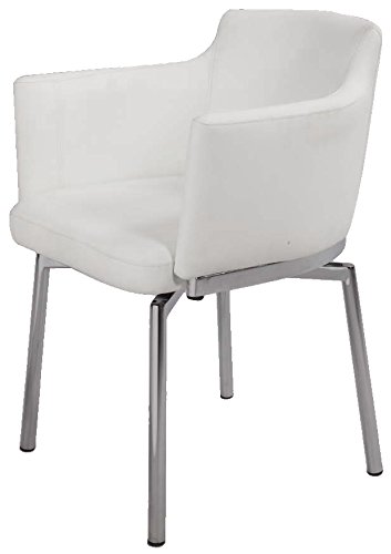 Milan Denise Club Style Swivel Arm Chair (Set of 2), White