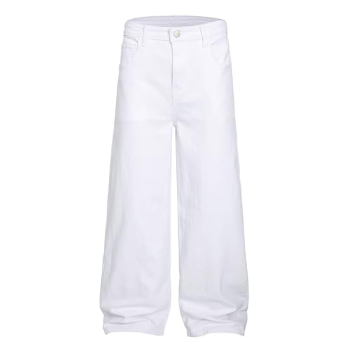 Image of QIMYUM Men's Wide-Leg Baggy Flex Jeans Relaxed Loose Fit Long Denim Pants
