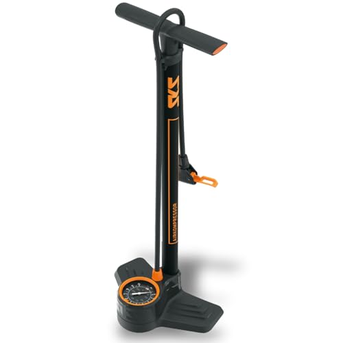 SKS GERMANY AIRKOMPRESSOR 10.0 Standpumpe (Luftpumpe für alle Ventilarten, stabiles Stahlrohr, großes Manometer, verlängerter Schlauch, max. Druck: 10 bar / 144 PSI)
