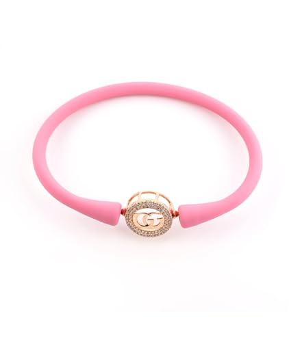 Image of Sterling Silver 925 Wrestband Bracelet for Women, Rose Gold, Rhodium Polished, Crystal Charm, Everyday Wear