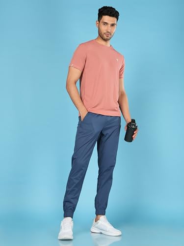 Image of TECHNOSPORT Men's Slim Fit Polyester Activewear Sports T-Shirt with Moisture-Wicking Comfort for Workout, Running & Gym