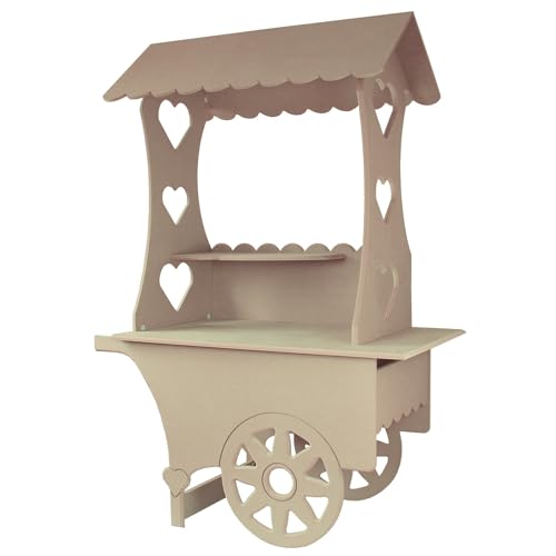 Carreta De Dulces Para Bodas Y Eventos | 132x87x48cm | MDF Personalizable | Montaje Fácil | Ideal Para Golosinas, Postres Y Decoración En Fiestas | Bodas Y Más | Elegantes Detalles Y Diseño Versátil