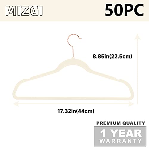 image for MIZGI Premium Velvet Hangers (50 Pack) Heavy Duty - Non Slip Felt Hang
