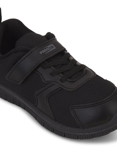 Image of Liberty Force 10 Tiger Black School Shoes for Kids Boys & Girls | Comfortable School Shoes | Lightweight & Durable | Easy Slip-On & Velcro Closure | All Day Comfort, Anti-Slip Grip