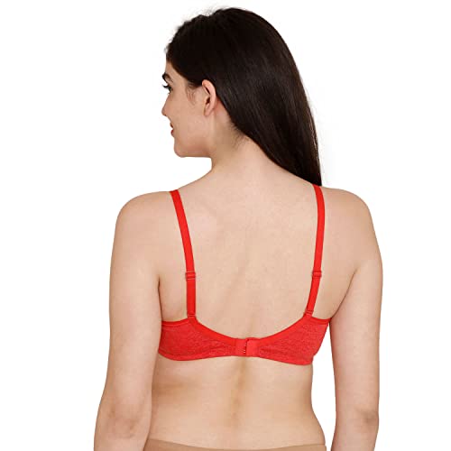 Image of Rosaline Cyber Grove Everyday Double Layered Non Wired 3 /4th Coverage T-Shirt Bra (Pack of 2) for Women - Red Grey