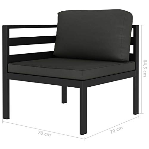 Patio Furniture Salon de jardin 2 pièces avec coussins en aluminium Anthracite – Image 3