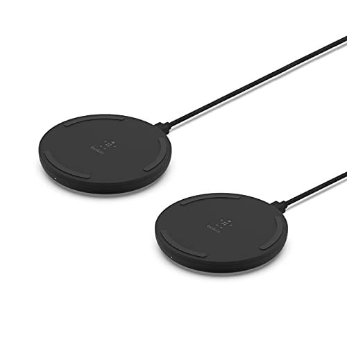 Belkin Quick Charge Wireless Charging Pad - 10W Qi-Certified Charger Pad for Apple iPhone, Samsung Galaxy, Airpods Pro & More, Charge While Listening to Music, Streaming Videos - 2-Pack Black (No PSU) by Belkin - Used condition - US$12.24