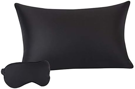 Amazon Basics 100% Mulberry Silk Pillowcase for Hair and Skin, Zip Closure  Dual Side 19 Momme Silk, Black, 50 x 75 cm, 1-Pack
