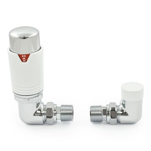 Thermostatic Radiator Valve Chrome & White Corner TRV – Style (Chrome & White)
