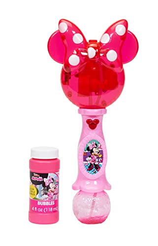 Little Kids Disney Minnie Mouse Light and Sound Musical Bubble Wand, Includes Bubble Solution, Multi (2051)
