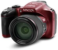 Minolta Pro Shot 20 Mega Pixel HD Digital Camera with 67x Optical Zoom, Full 1080p HD Video & 16GB SD Card (Red)