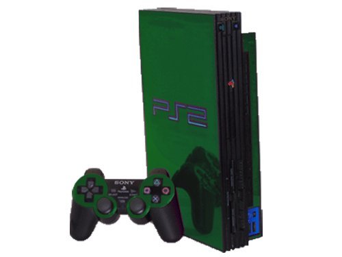 Green Chrome Mirror - Vinyl Decal Mod Skin Kit by System Skins - Compatible with PlayStation 2 Console