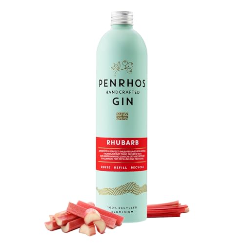Penrhos - Rhubarb Gin, with 250ml of Pure Raspberry Red Rhubarb Juice, Award-Winning Fruity Artisan Flavoured Gin, Made with Wonky Fruit in 100% Recycled Aluminium Bottle - 700ml