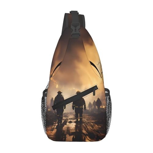 Mochila unisex de poliéster con estampado de bomberos miniatura 1