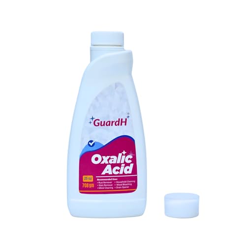 GuardH Oxalic Acid, 25 oz (708 g), 99.6% Pure Industrial Grade - Rust Remover, Stain Cleaner, Metal Polish, and Household Cleaning Solution