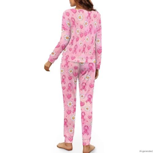 Image of Womens Pajama Sets 2 Piece Pjs Lounge Sets Long Sleeve Sleepwear Crew Neck Pullover Top with Long Pants