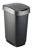 cubo basura grande aki Poco aparatosos y robustos Rotho Cubo de Basura, Polipropileno, Negro/antracita, 50 L,40,1 x 29,8 x 60,2 cm