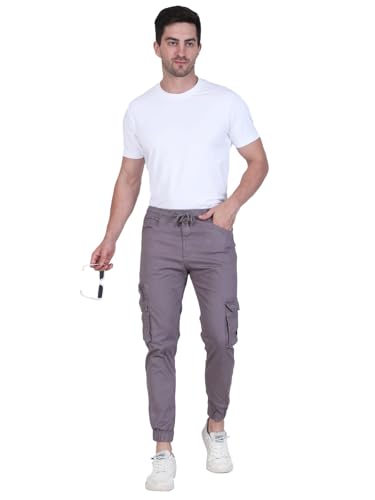 Image of Men's Cargo Pants with Pockets, Cotton Joggers, 6 Pocket Casual Trousers, Track Pants for Office and Parties, Comfortable