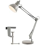 ぼん家具 デスクライト スタンド クランプ式 ベース 2WAY 卓上ライト LED E26 アームライト シェード 角度調整 読書ライト グレー
