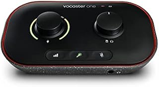 Focusrite Vocaster One  Podcasting Interface for Recording as a Solo Creator. Use Auto Gain, Enhance, and Mute for Easy Podcasting. Small, Lightweight, and Powered by Computer
