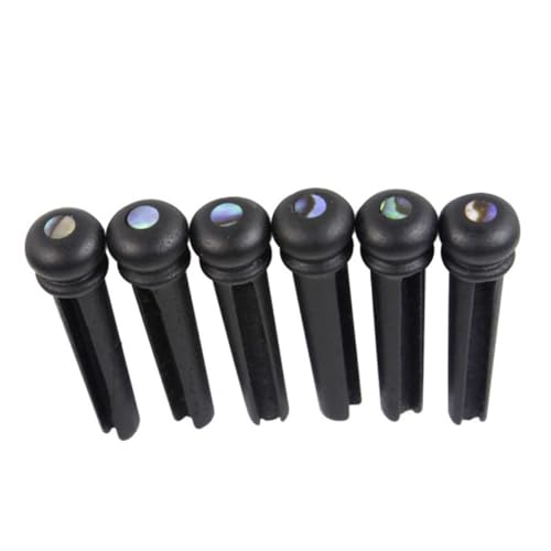 DECOMELODY 6 piezas Pines de Puente de Guitarra Ébano con Incrustación de Punto Repuestos para Puente Guitarra Acústica Pines de Cuerda de Madera Duraderos para Reparación