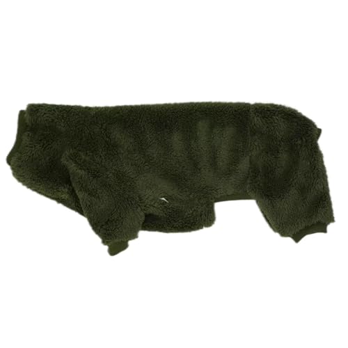 Fleece-Overall mit Dackel-Motiv, Rollkragenpullover, geeignet für Dackel, Winter, weich, gemütlich, Hunde-Pyjama, Kleidung (Dunkelgrün, Größe M)