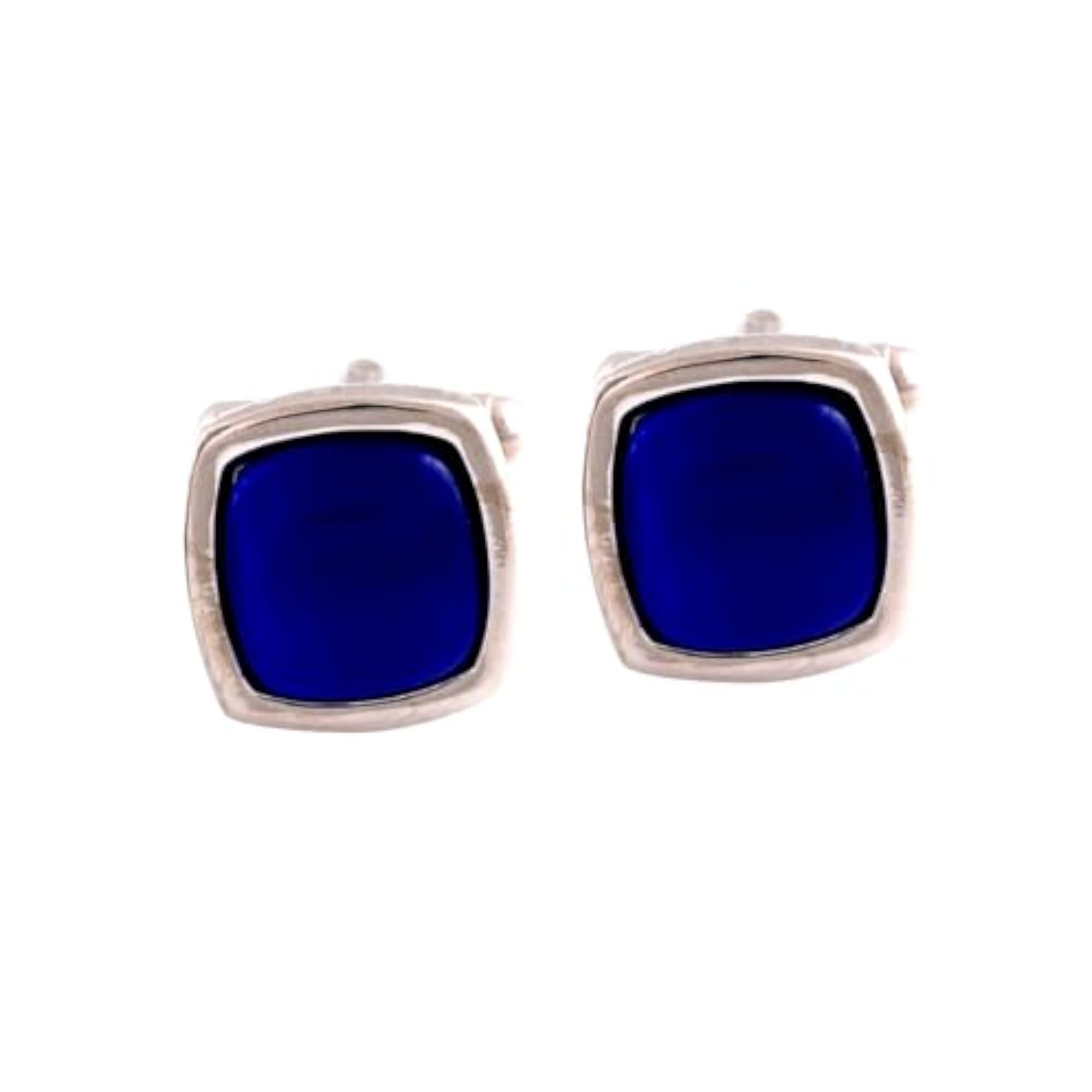 Sorella'z Men's Dark Blue Solid Cufflinks