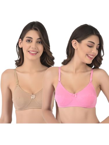 Image of Softline Women's Cotton Blend Wire-Free Non-Padded Cut & Sew | Full Coverage Bra Combo | Comfortable & Supportive Everyday Wear (Pack of 2)