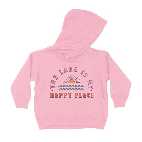 Happy Place Lake Life Kids Hoodie Sweatshirt Toddler 2T Light Pink