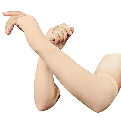 Image of Khillayox Full Arm Sleeves For Men And Women (1 pair) /Sports Arm gloves protects from Sun Burn And skin Tan /UV Sunblock Protection Cotton Gloves Skin And Black Color
