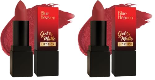 Image of Blue Heaven Get Matte Lipstick | Soft Matte Finish and Lightweight Formula | Intense Pigment | Long-Lasting Lipsticks For Women | 109R | 4gm (Pack of 2)