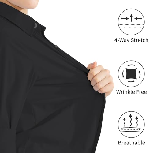 2T-16Y Boys' Stretch Long Sleeve Button Down Toddler Dress Shirt Wrinkle Free Oxford Uniform Shirt with Chest Pocket2