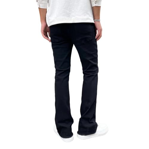 lcyhony Mens Straight Leg Jeans High Waisted Stretchy Skinny Boot Cut Jeans Comfy Casual Frayed Hem Denim Pants iwth Pockets3