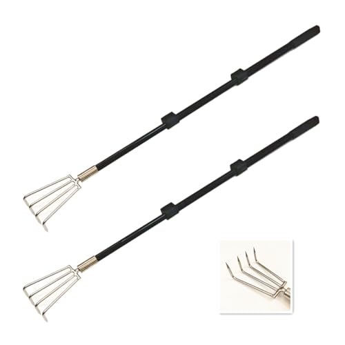 2 Pcs tainless Steel Garden Claw rake Multifunctional rake Lengthened Aluminum Alloy Handle Garden rakes Clams rakes Weeding rakes can Also be Used to dig for Treasures. (2)