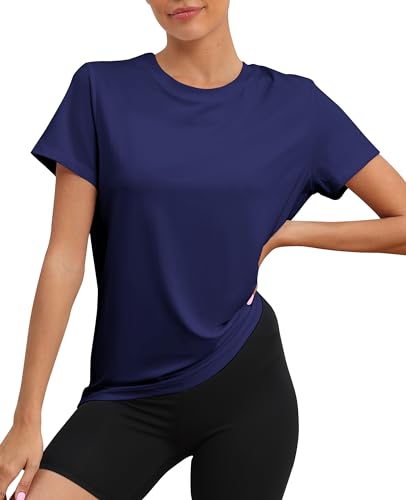Image of KevaMolly Workout Tops for Women UPF50+ Breathable Loose Fit Yoga T Shirts Short Sleeve Running Gym Athletic Tee Top