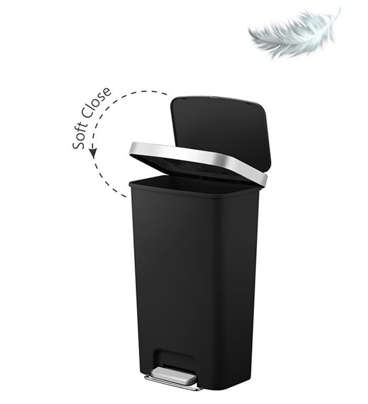 Image of Obsessions EKO 45L Plastic Step Bin with Pedal,Large Capacity Trash Can Ideal for Home, Kitchen and Office,Black