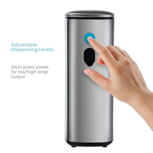 Image of Home Zone Living Liquid Hand Soap Dispenser with Automatic Sensor | Stainless Steel Cover, Adjustable Output and Refillable Pump for Kitchen and Bathroom Sinks