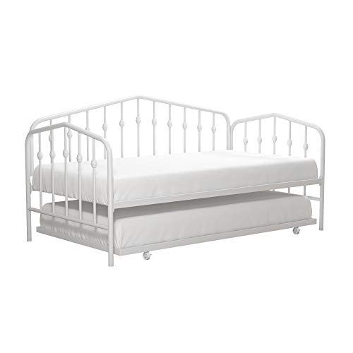 Novogratz Bushwick Metal Daybed & Trundle Twin Size White Daybeds