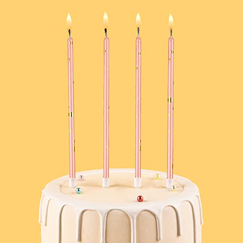 CAKE CODE Pink Gold Long Thin Birthday Candles, Cake Candles, Birthday Parties, Wedding Decorations, Party Candles