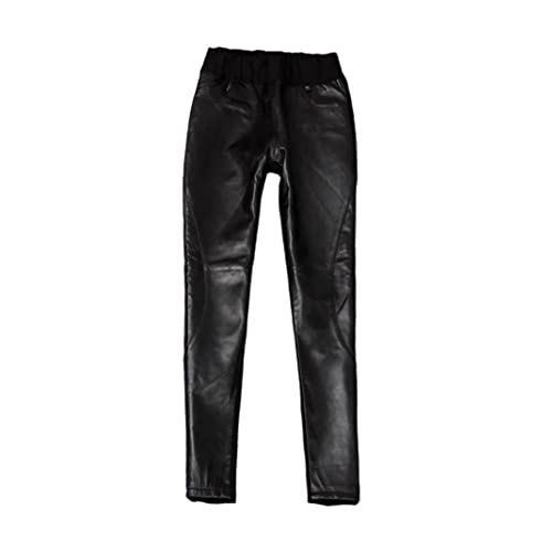 Pantalon long en cuir véritable à porter en ville style Angleterre taille haute