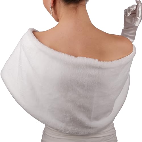 Image of LIMELIA Bride Wedding Faux Fur|Shawl Wrap Stole for Bride, Bridesmaid-Feather Scarf Fur for Evenings, Bridal Wedding Party