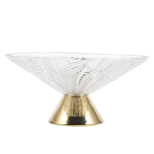SEWACC Frutero Moderno de Cristal Base Alta Forma de Hoja Bandeja Decorativa Grande para Frutas y Aperitivos Cuenco Multifuncional para Centros de Mesa y Eventos