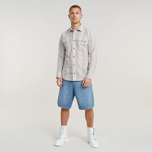 G-STAR Men's Marine Slim Long Sleeve Shirt Mehrfarben (Grey Alloy Shadow Stripe D24963-D590-G452) L – Ansicht 3