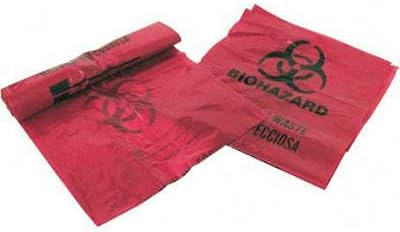 Medegen Infectious Waste Disposal Bags, 3 Gallon, 1.25 mil, 14" x 18.5", Red, 200/Box