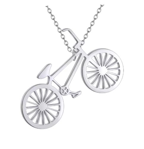 Collar de bicicleta para mujer con colgante ciclista de moda minimalista 1