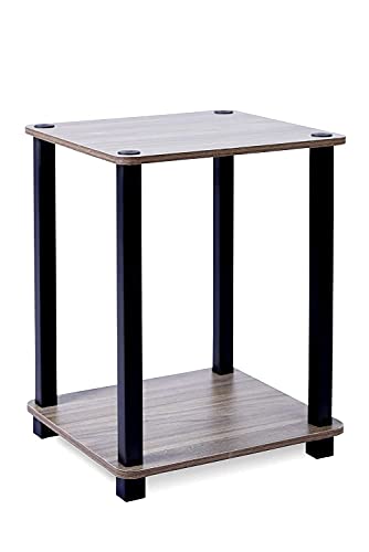 Image of Ash & Roh 2 Tier End Table,Side Table with Storage Shelf, Nightstand Bedside Table for Small Spaces, Bedroom, Living Room, Entryway, Farmhouse, Easy Assembly (One End Table)